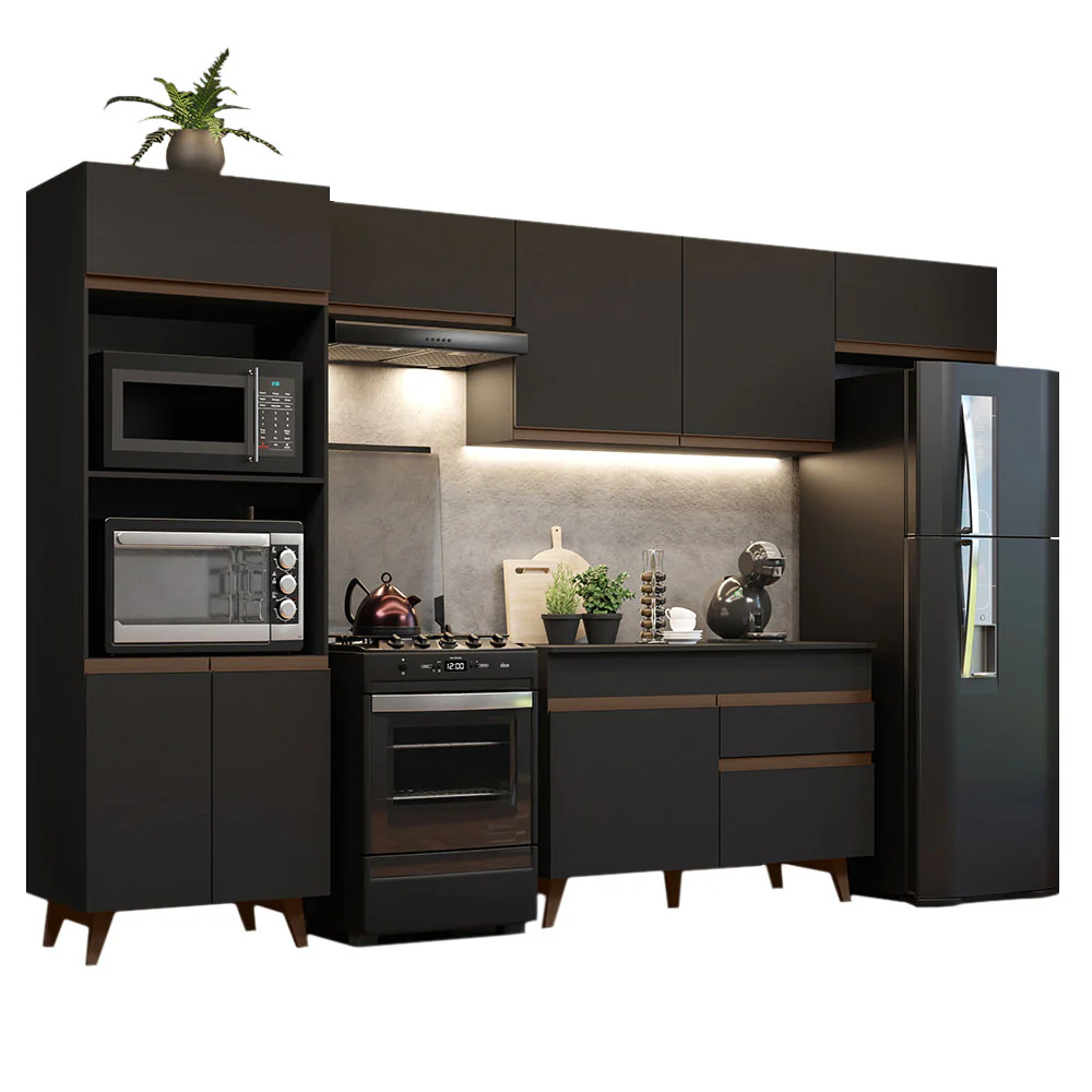 Armário de Cozinha Completa 330cm Preto Reims Madesa 01 - Image 2