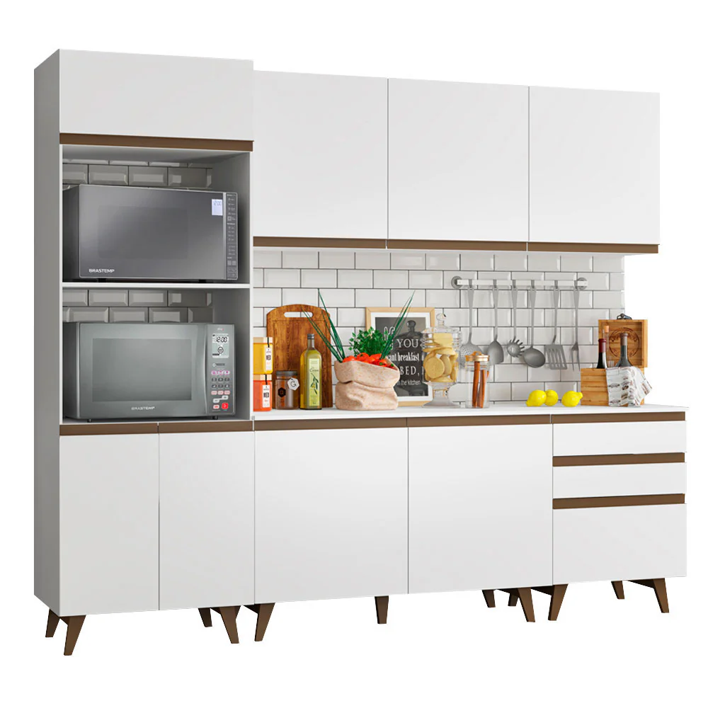 Armário de Cozinha Completa 250cm Branco Reims Madesa - Image 2
