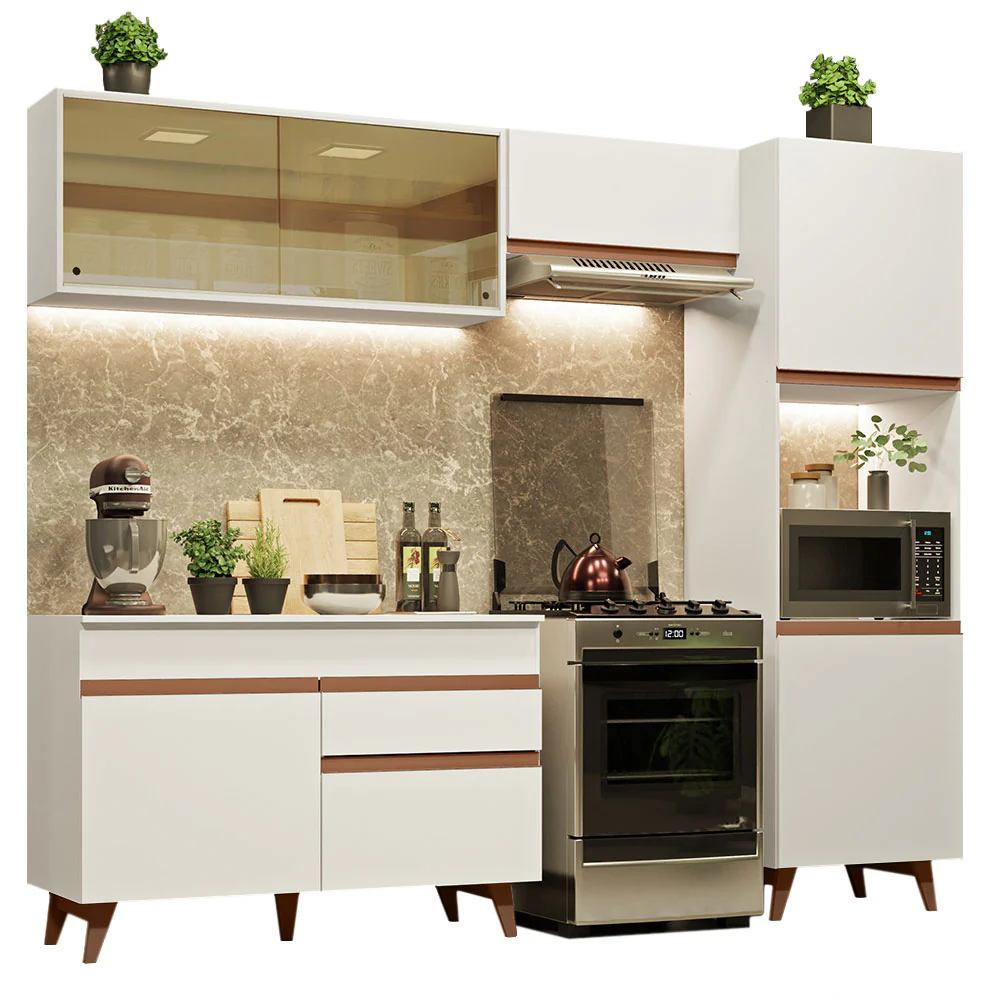 Armário de Cozinha Completa 250cm Branco Reims Madesa XA03 - Image 2