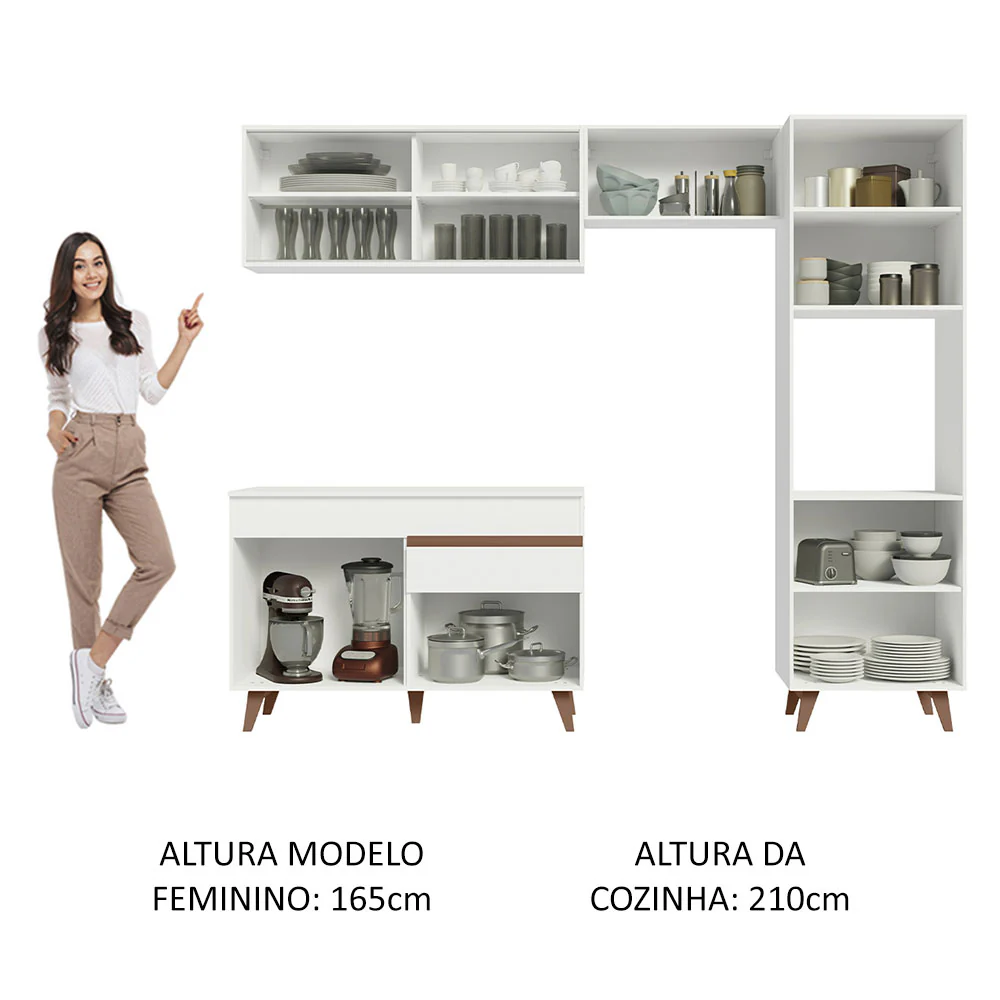 Armário de Cozinha Completa 250cm Branco Reims Madesa XA03 - Image 5
