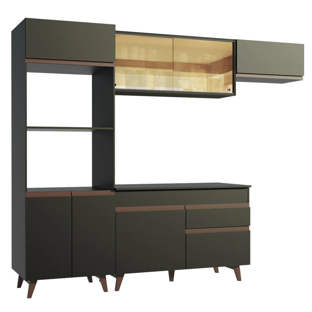 Armário de Cozinha Completa 260cm Preto Reims Madesa XA01 - Image 12
