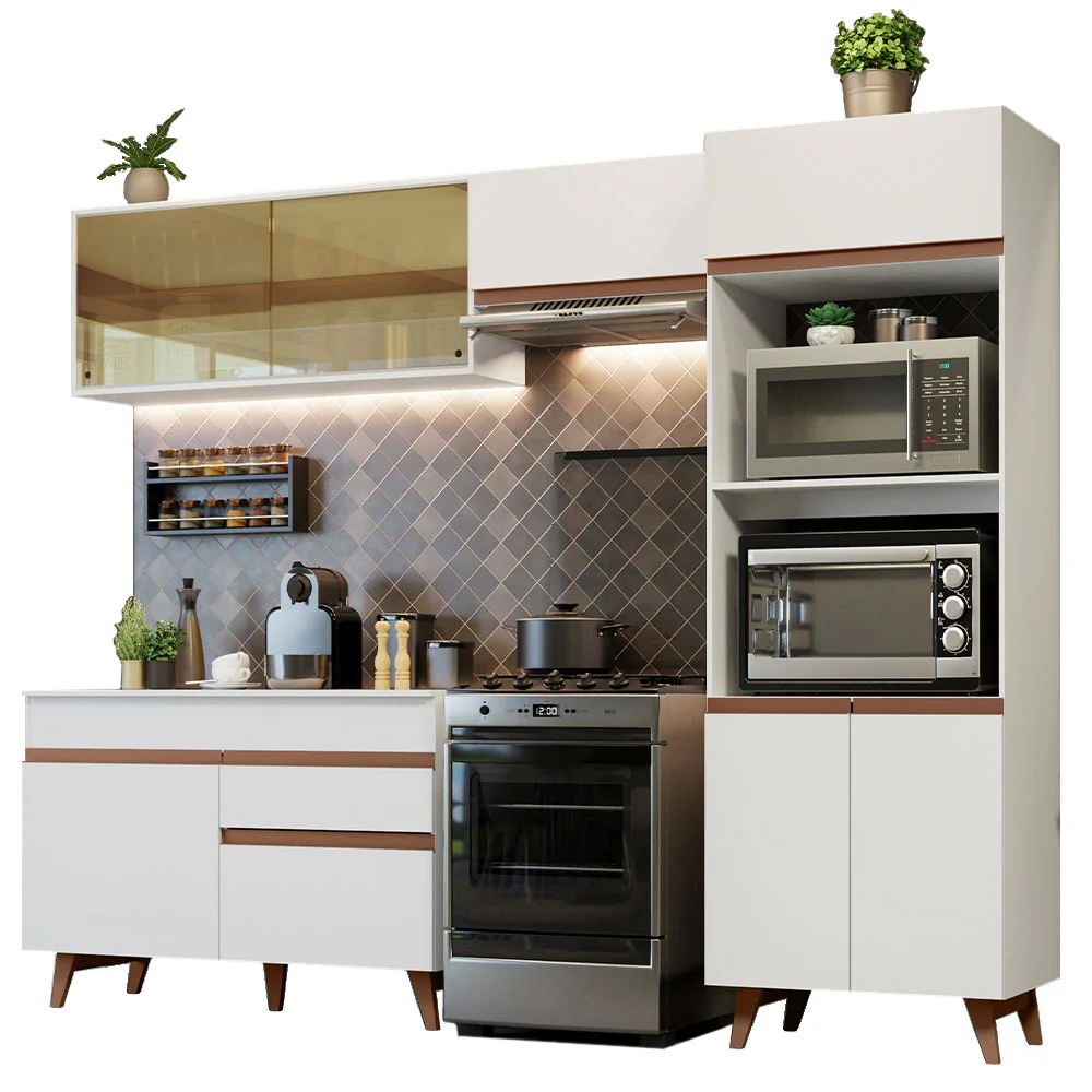 Armário de Cozinha Completa 260cm Branco Reims Madesa XC01 - Image 2
