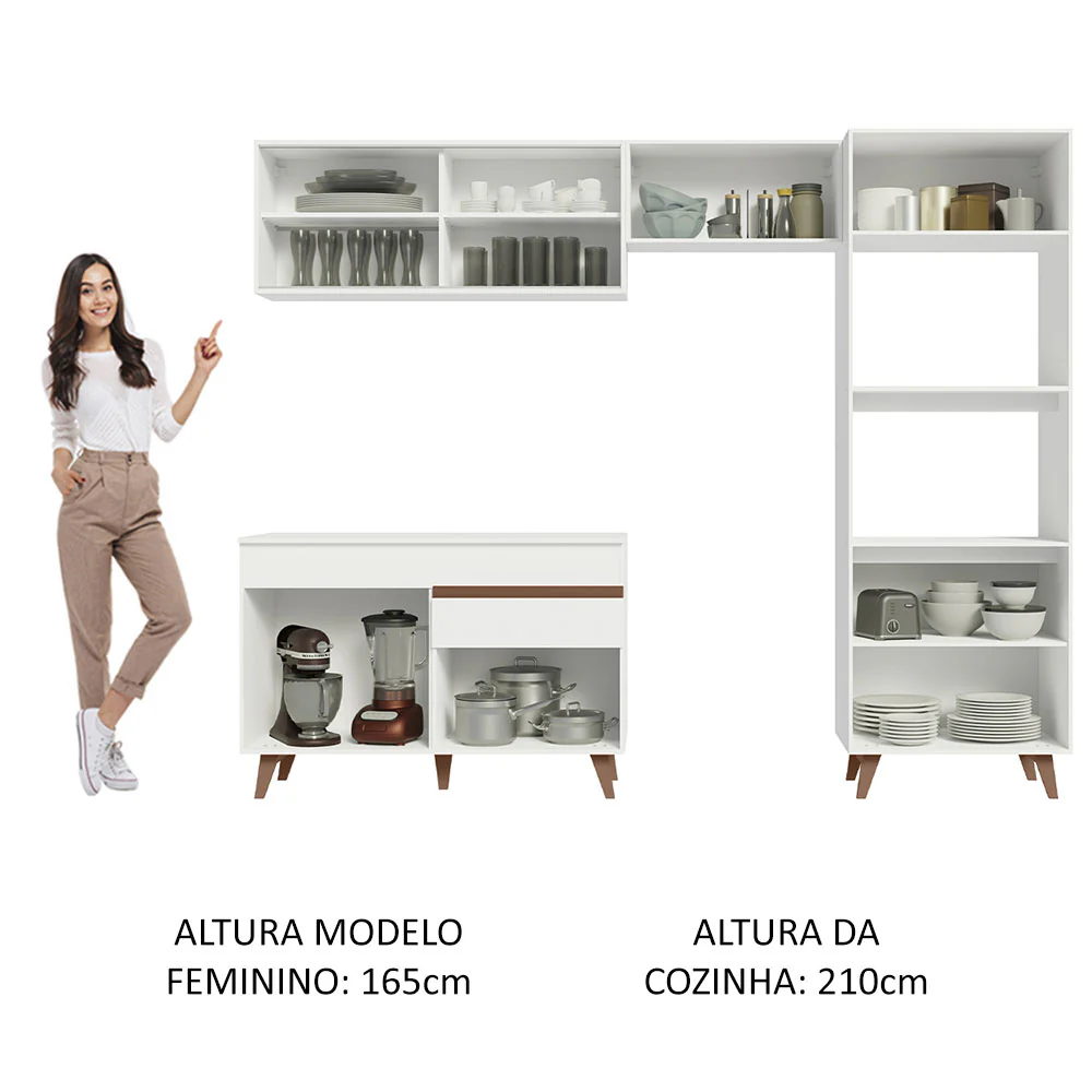 Armário de Cozinha Completa 260cm Branco Reims Madesa XC01 - Image 5