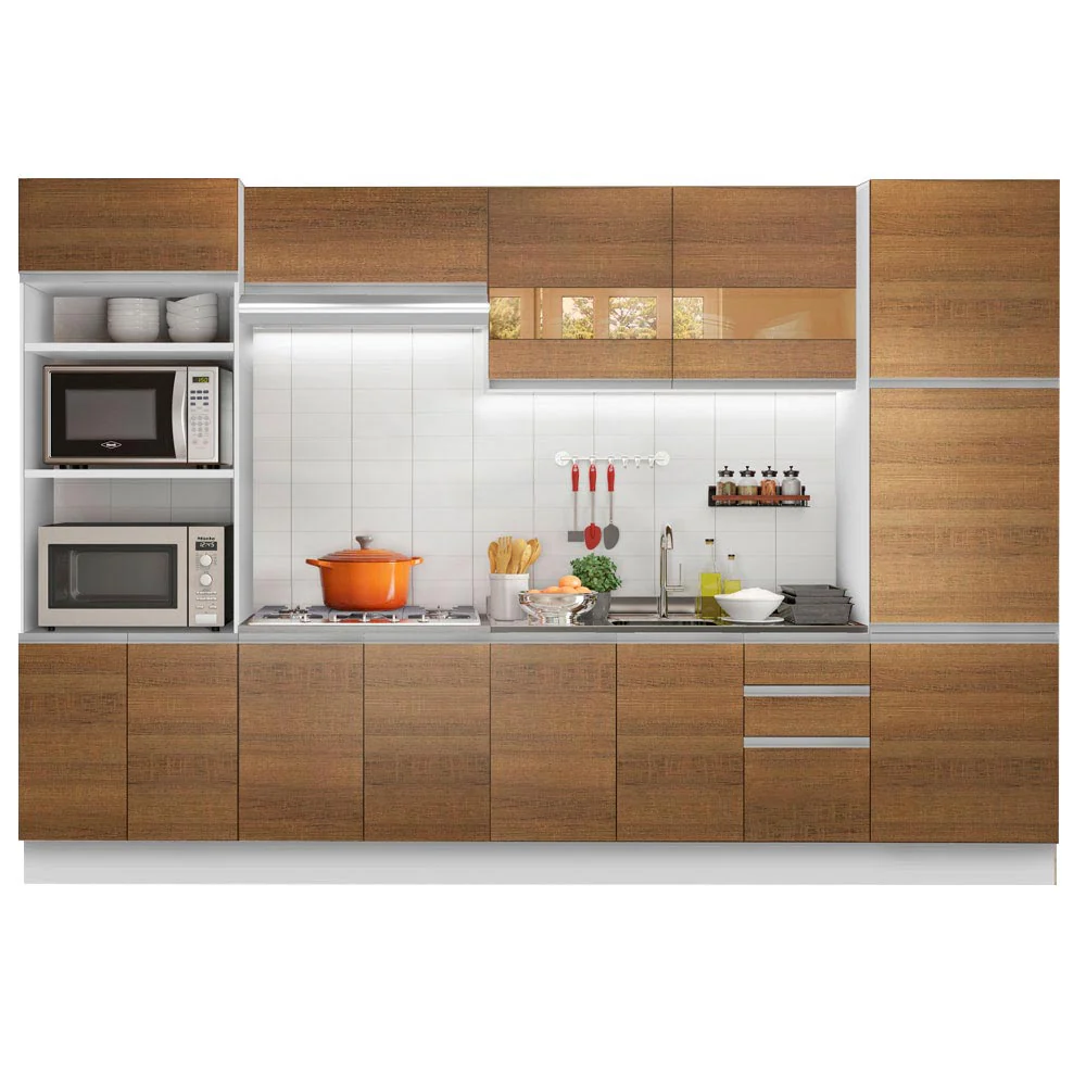 Armário de Cozinha Completa 330cm Branco/Rustic Roma Madesa 01 - Image 2