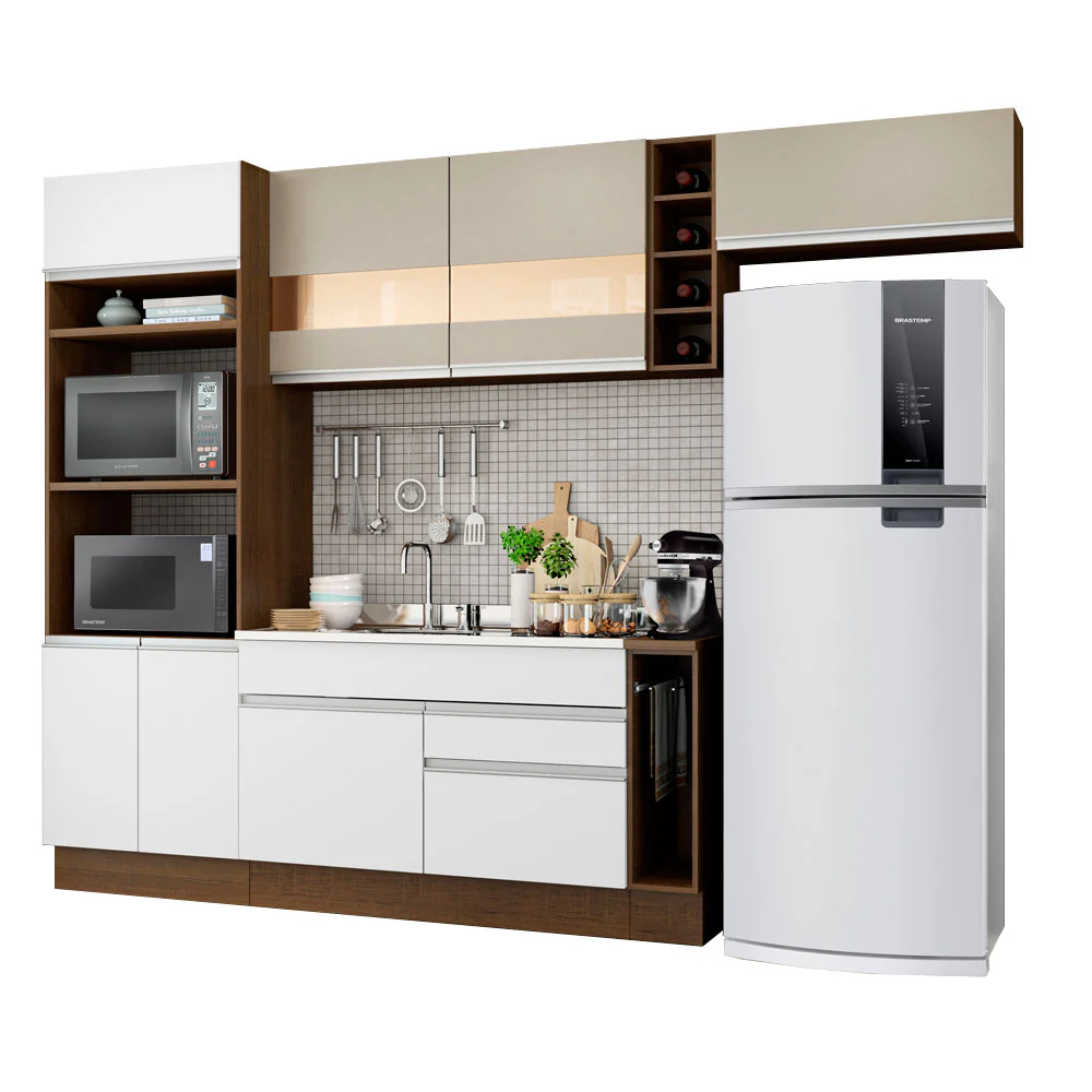 Armário de Cozinha Completa 290cm Branco/Crema Safira Madesa 03 - Image 2