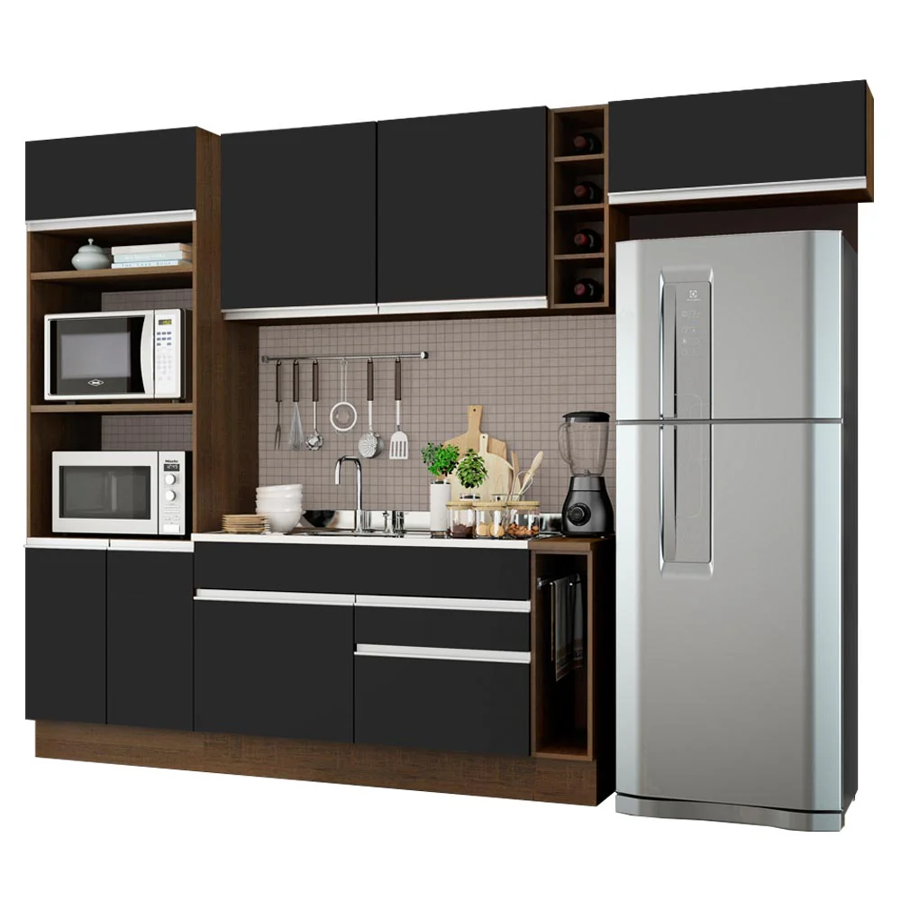 Armário de Cozinha Completa 290cm Rustic/Preto Safira Madesa 04 - Image 2