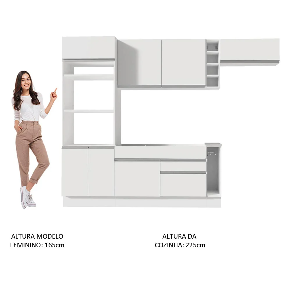 Armário de Cozinha Completa 290cm Branco Safira Madesa 14 - Image 5