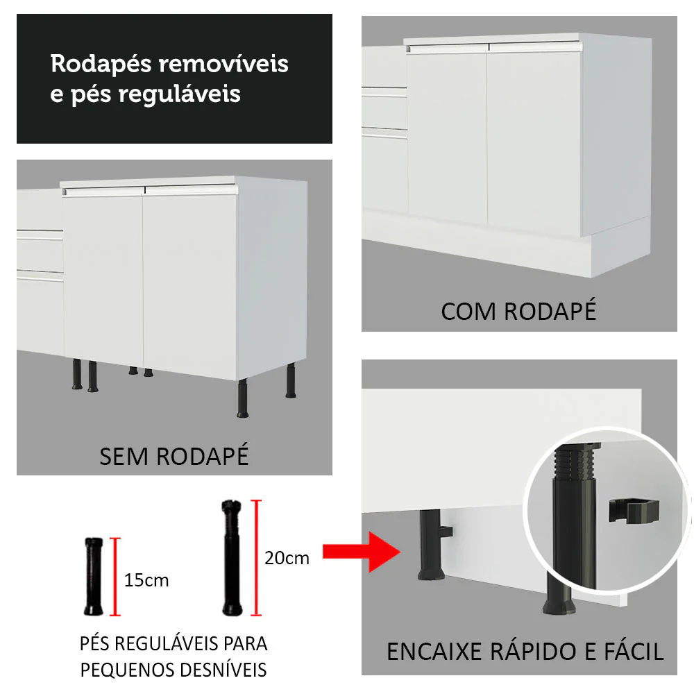 Armário de Cozinha Completa 290cm Branco Safira Madesa 14 - Image 9