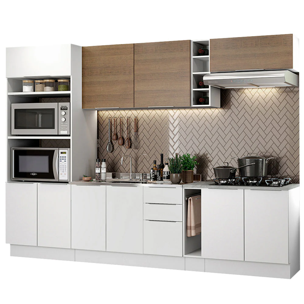 Armário de Cozinha Completa 290cm Branco/Branco/Rustic Stella Madesa 01 - Image 2