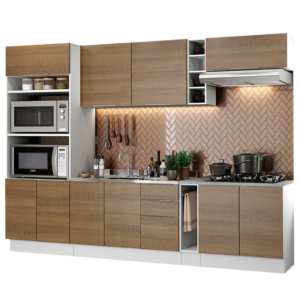 Armário de Cozinha Completa 290cm Branco/Rustic Stella Madesa 01 - Image 2