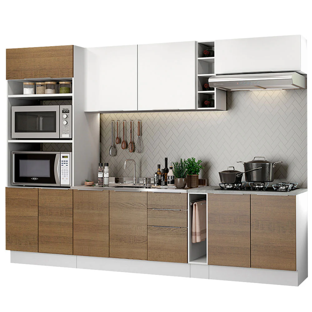 Armário de Cozinha Completa 290cm Branco/Rustic/Branco Stella Madesa 01 - Image 2