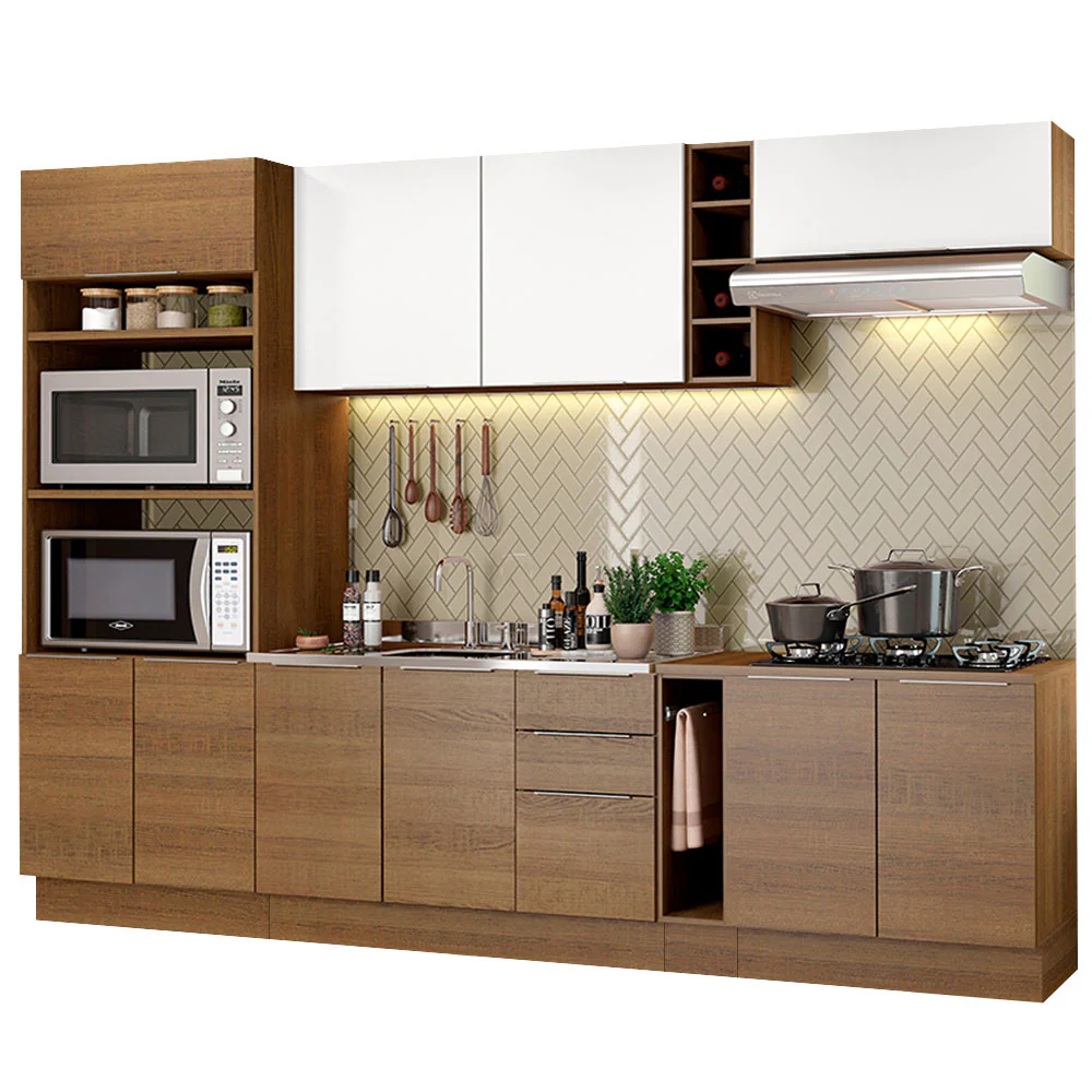 Armário de Cozinha Completa 290cm Rustic/Rustic/Branco Stella Madesa 01 - Image 2