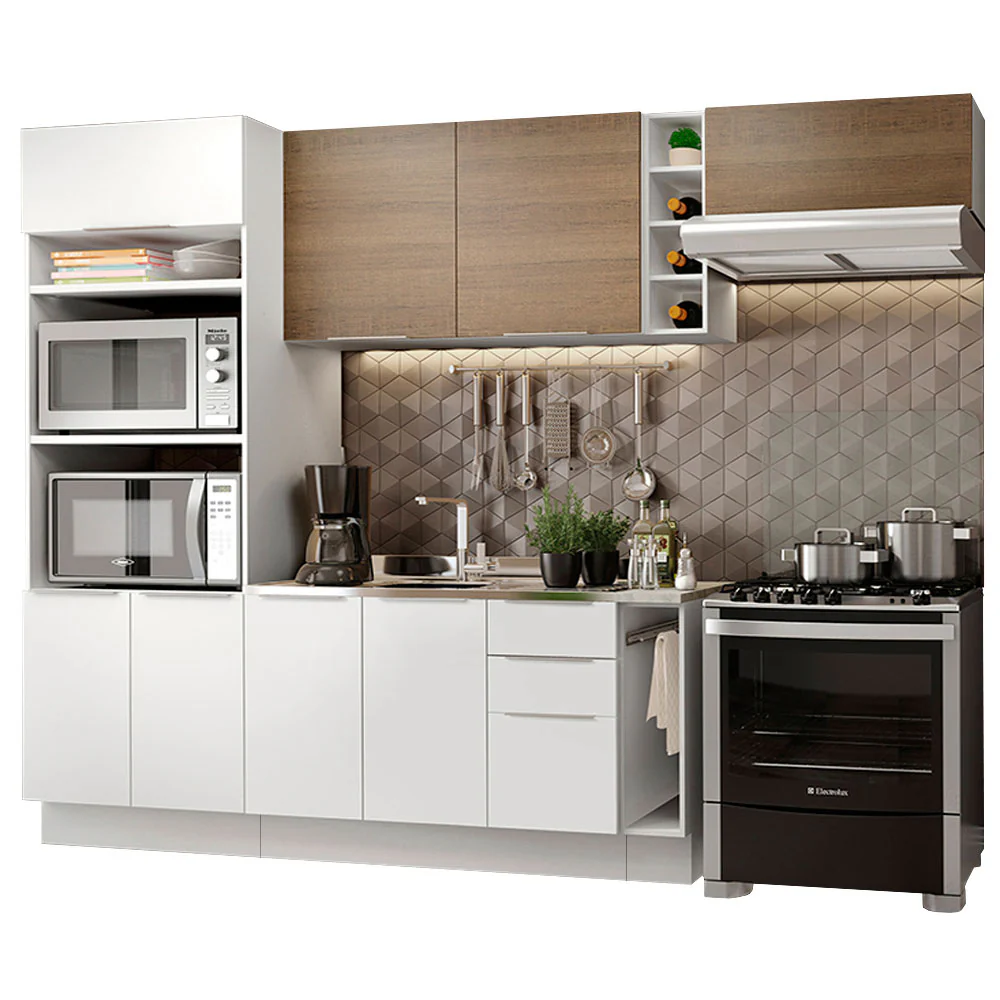 Armário de Cozinha Completa 290cm Branco/Branco/Rustic Stella Madesa 02 - Image 2