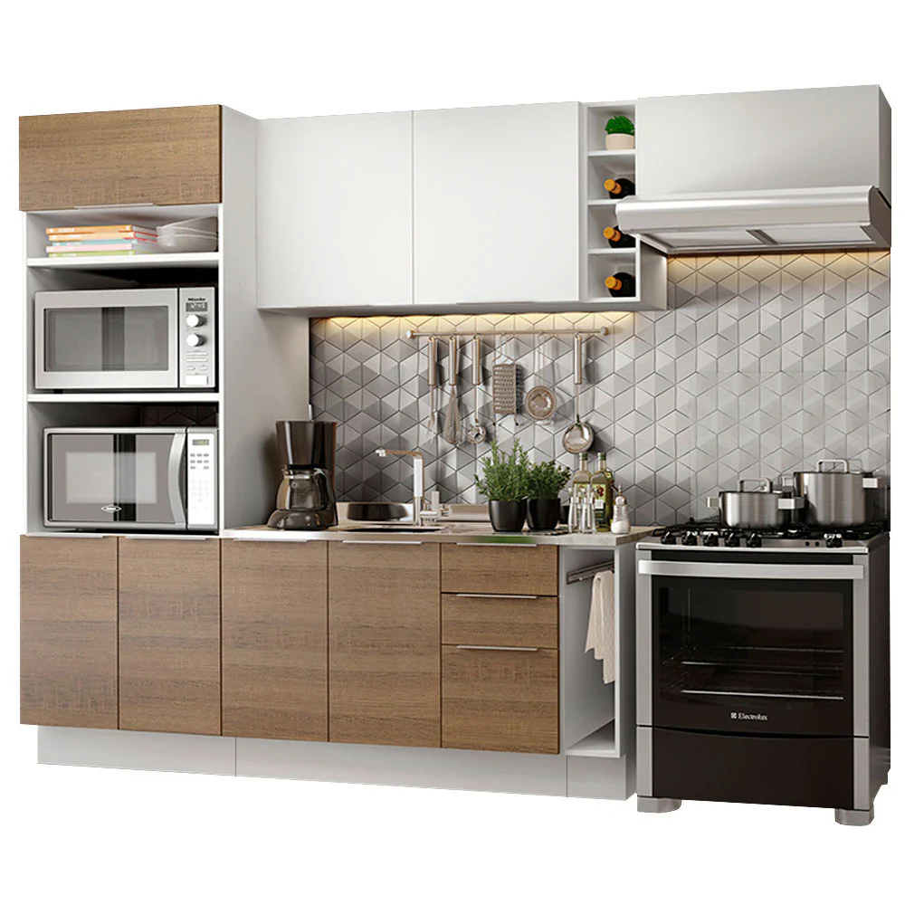 Armário de Cozinha Completa 290cm Branco/Rustic/Branco Stella Madesa 02 - Image 2
