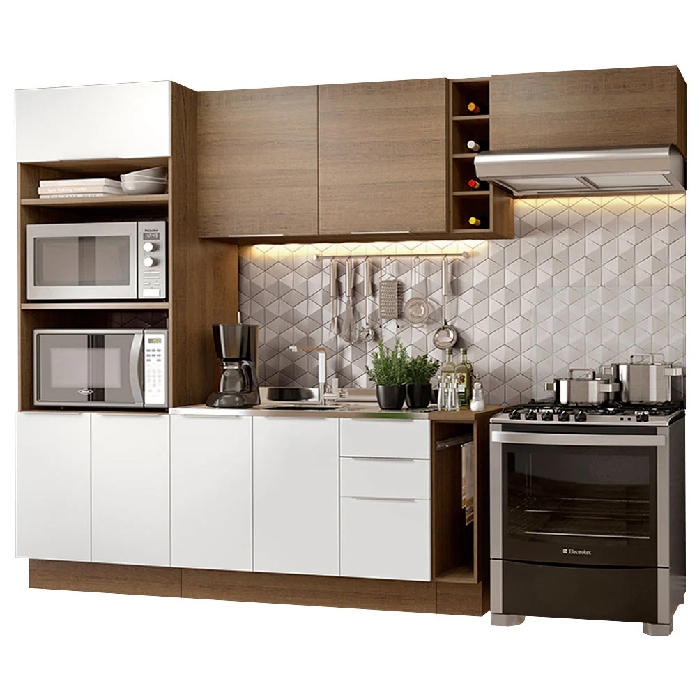 Armário de Cozinha Completa 290cm Rustic/Branco/Rustic Stella Madesa 02 - Image 2