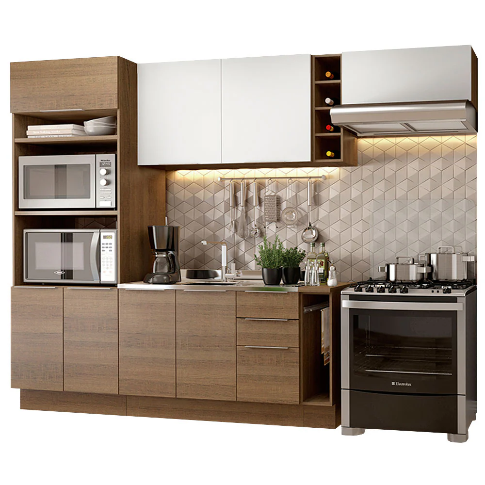 Armário de Cozinha Completa 290cm Rustic/Rustic/Branco Stella Madesa 02 - Image 2