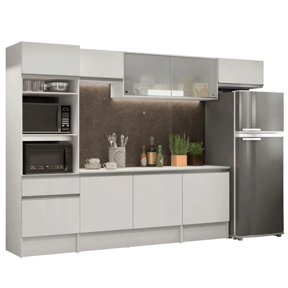 Armário de Cozinha Completa 300cm Branco Topazio Madesa 01 - Image 2
