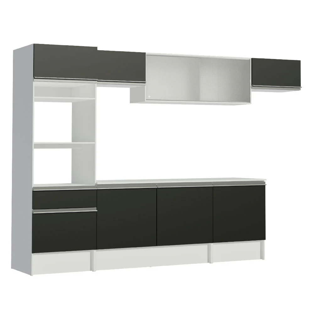Armário de Cozinha Completa 300cm Branco/Preto Topazio Madesa 01 - Image 10