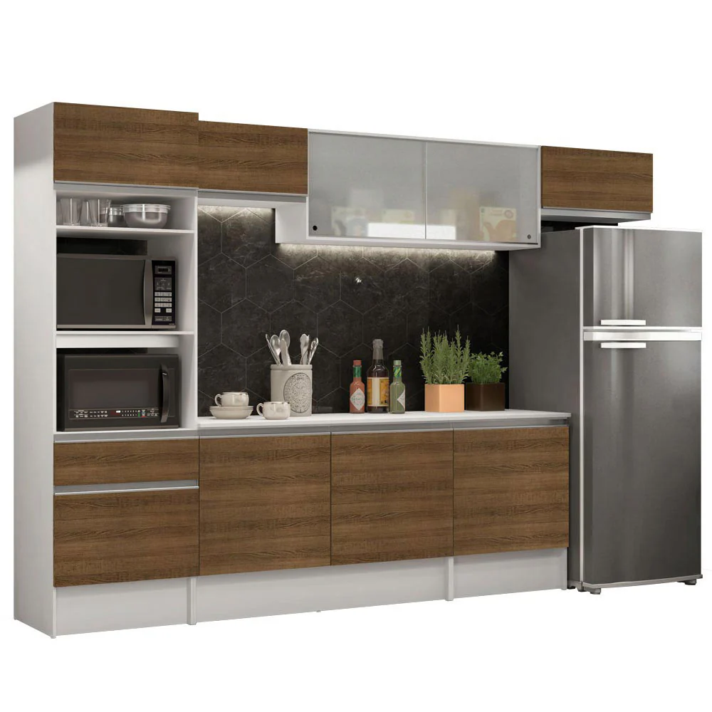Armário de Cozinha Completa 300cm Branco/Rustic Topazio Madesa 01 - Image 2