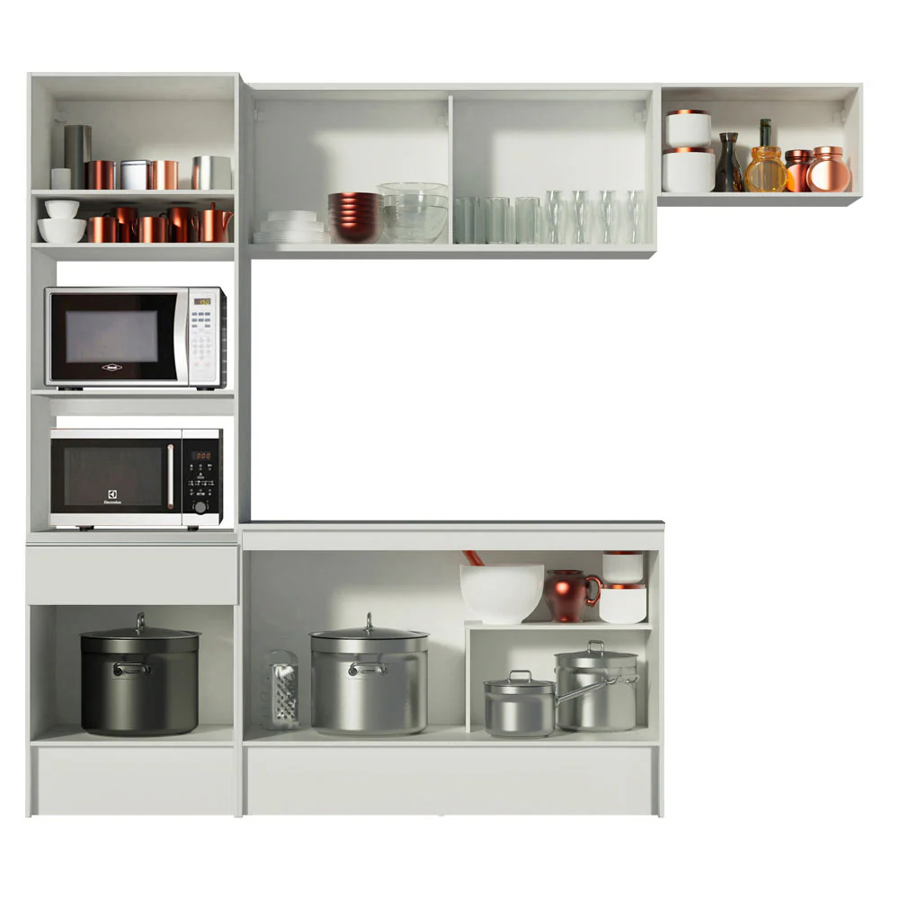 Armário de Cozinha Completa 240cm Branco Topazio Madesa 01 - Image 5