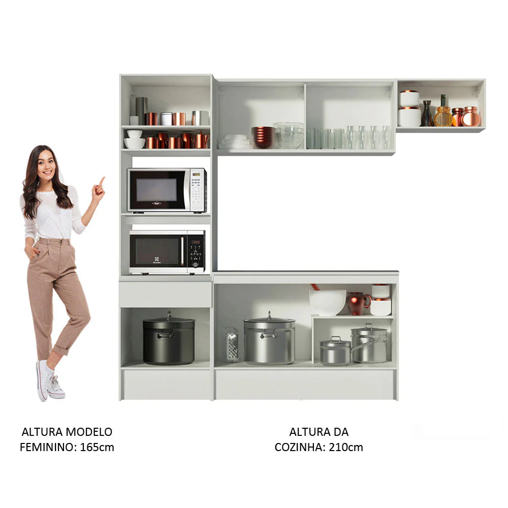 Armário de Cozinha Completa 240cm Branco Topazio Madesa 01 - Image 6