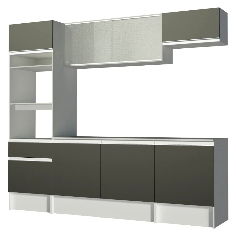 Armário de Cozinha Completa 240cm Branco/Preto Topazio Madesa - Image 10
