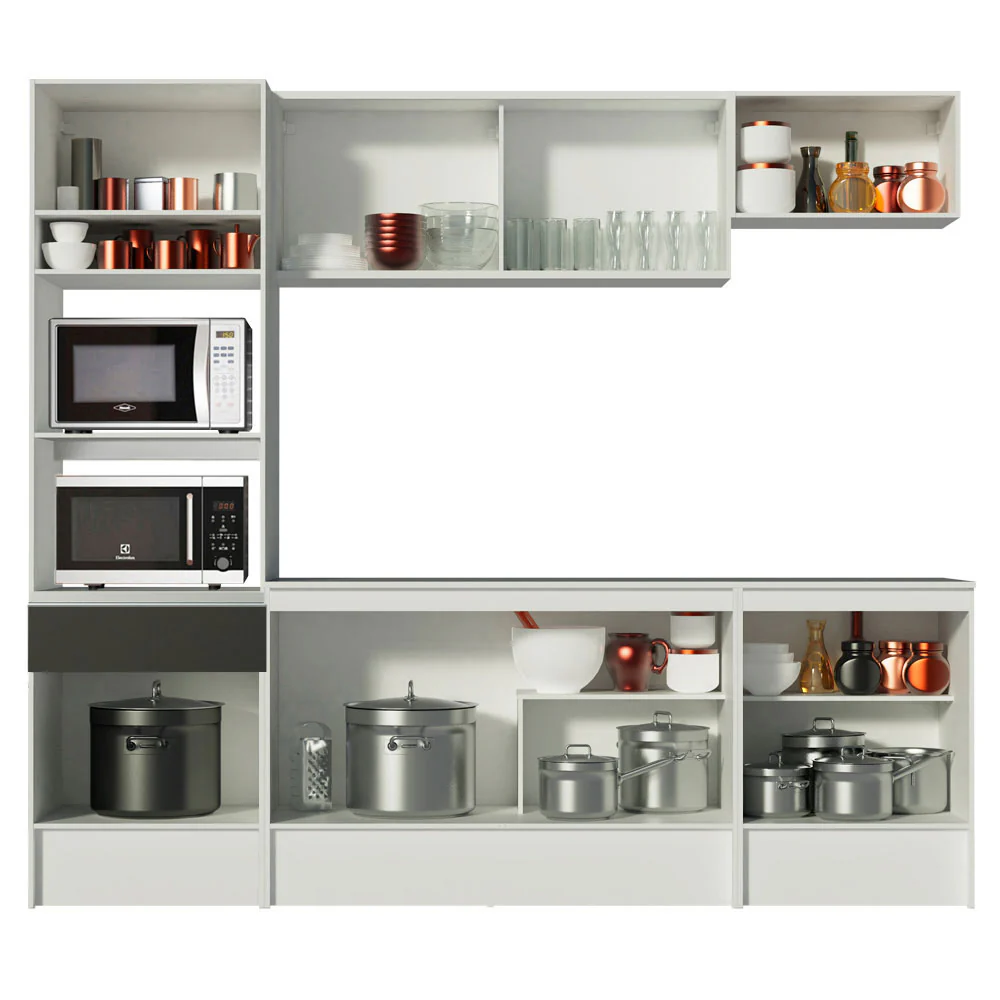 Armário de Cozinha Completa 240cm Branco/Preto Topazio Madesa - Image 5