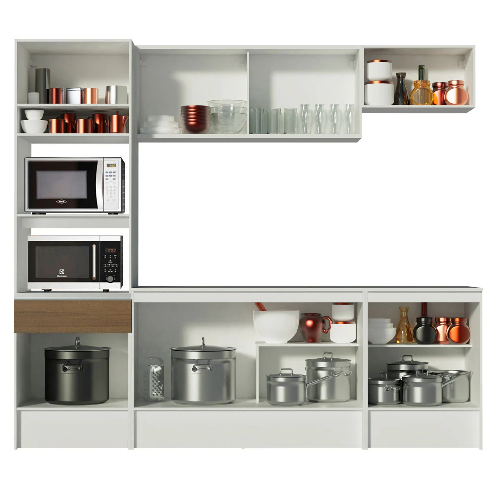 Armário de Cozinha Completa 240cm Branco/Rustic Topazio Madesa - Image 5