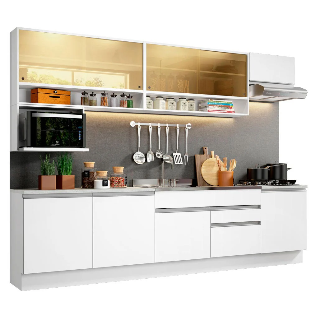 Armário de Cozinha Completa 300cm Branco Verona Madesa 01 - Image 2
