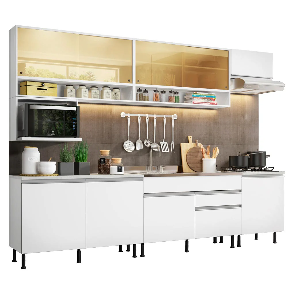 Armário de Cozinha Completa 300cm Branco Verona Madesa 01SR - Image 2