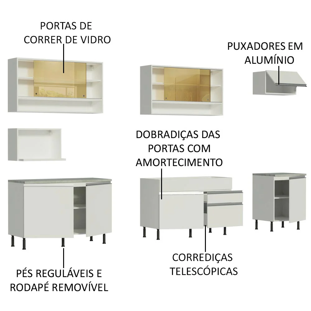 Armário de Cozinha Completa 300cm Branco Verona Madesa 01SR - Image 4