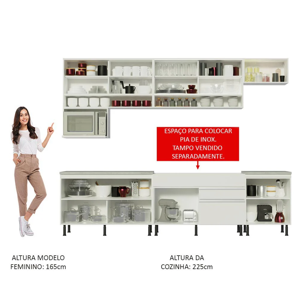 Armário de Cozinha Completa 300cm Branco Verona Madesa 01SR - Image 5