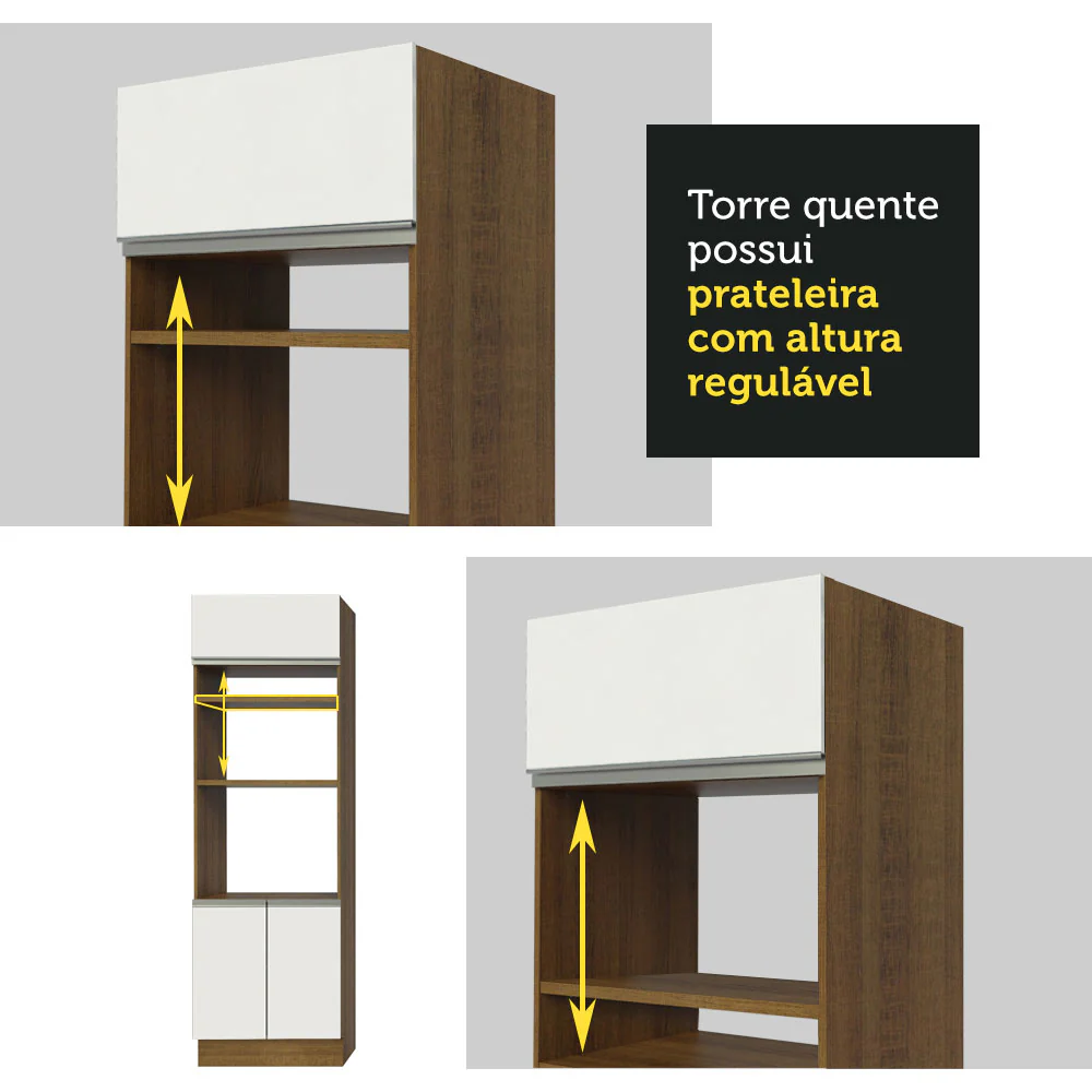Armário de Cozinha Completa 290cm Rustic/Branco/Crema Vicenza Madesa - Image 8