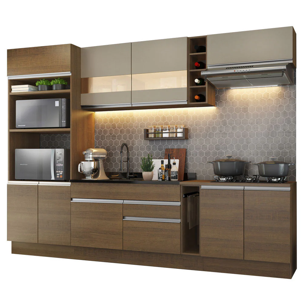 Armário de Cozinha Completa 290cm Rustic/Crema Vicenza Madesa 01 - Image 2