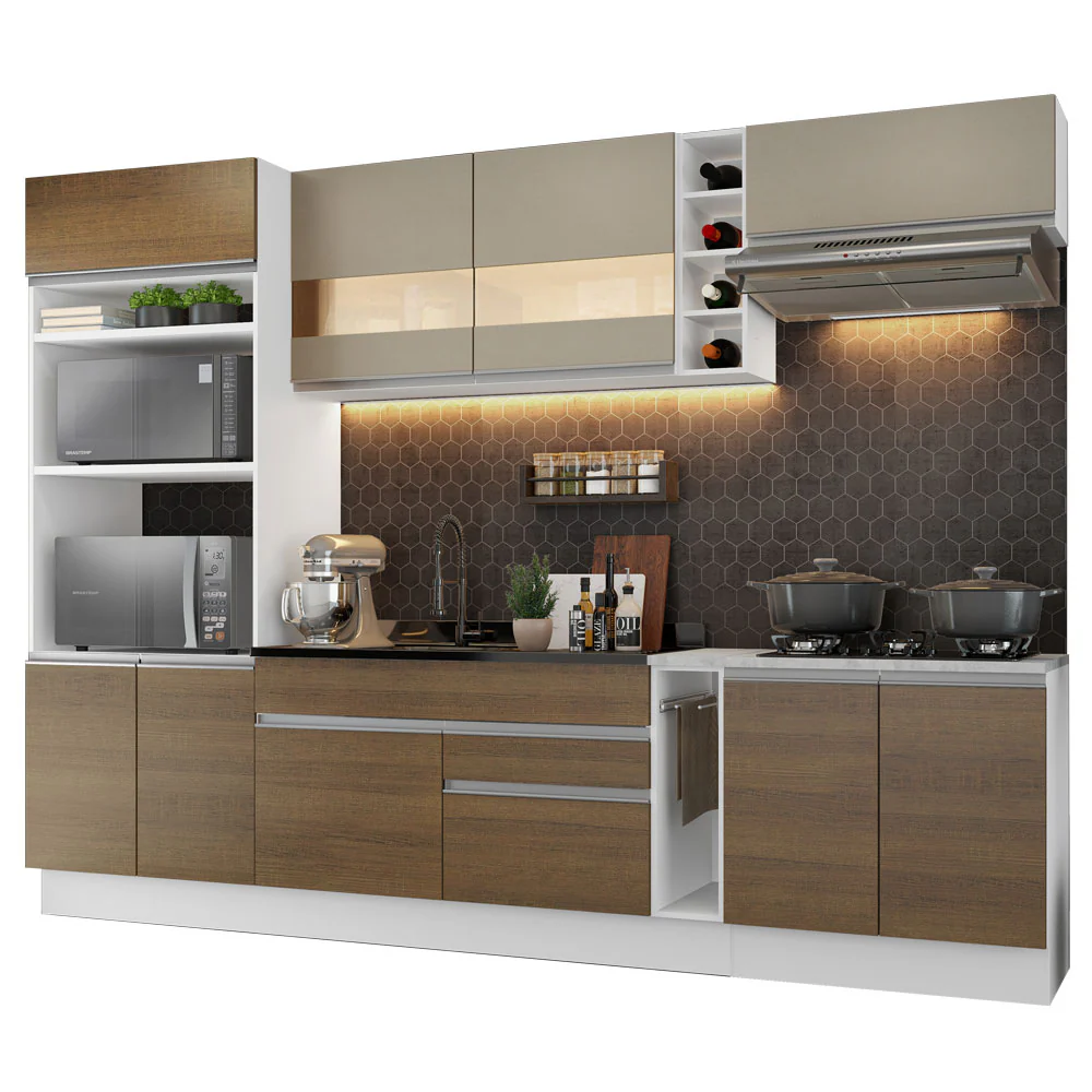 Armário de Cozinha Completa 290cm Branco/Rustic/Crema Vicenza Madesa 01 - Image 2