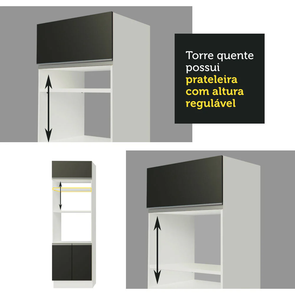 Armário de Cozinha Completa 290cm Branco/Preto Vicenza Madesa 02 - Image 8