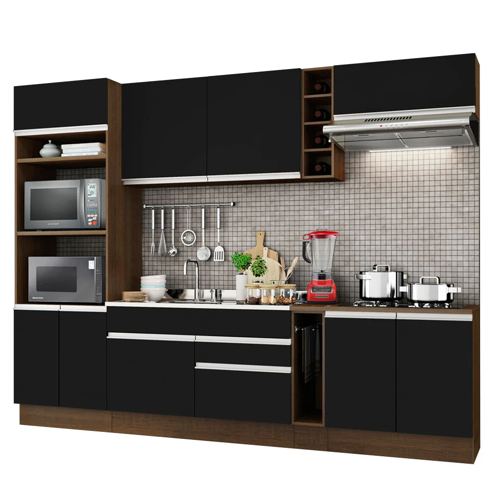 Armário de Cozinha Completa 290cm Rustic/Preto Vicenza Madesa 02 - Image 2