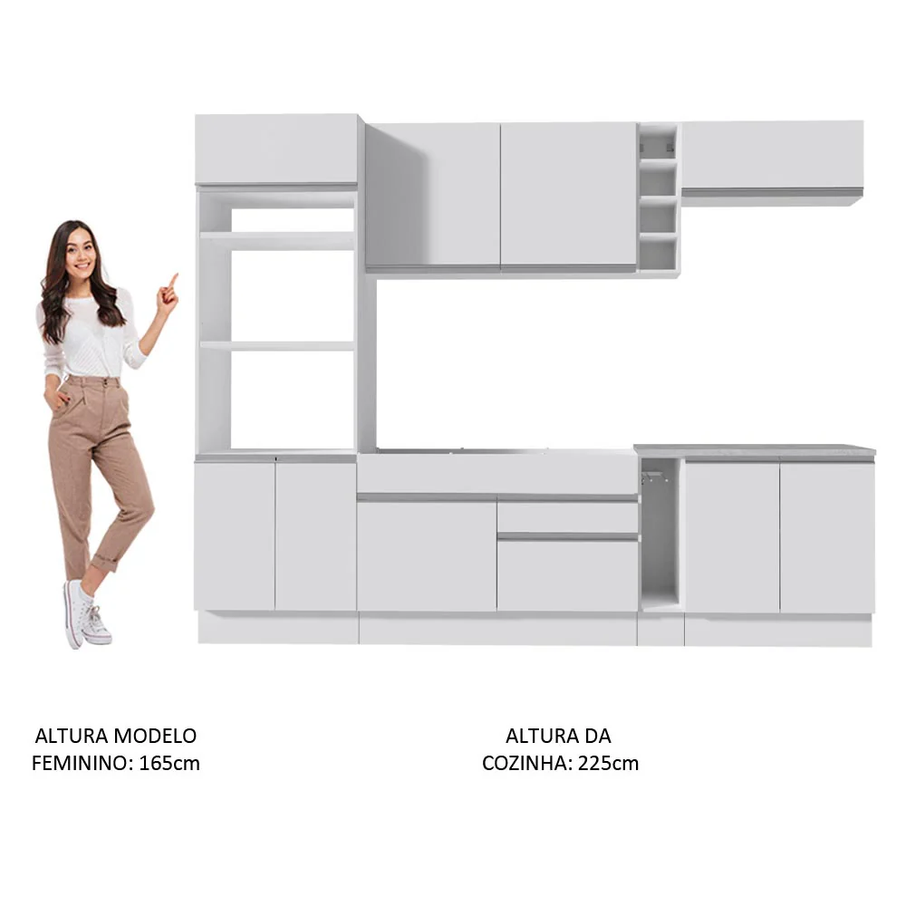 Armário de Cozinha Completa 290cm Branco Vicenza Madesa 12 - Image 6