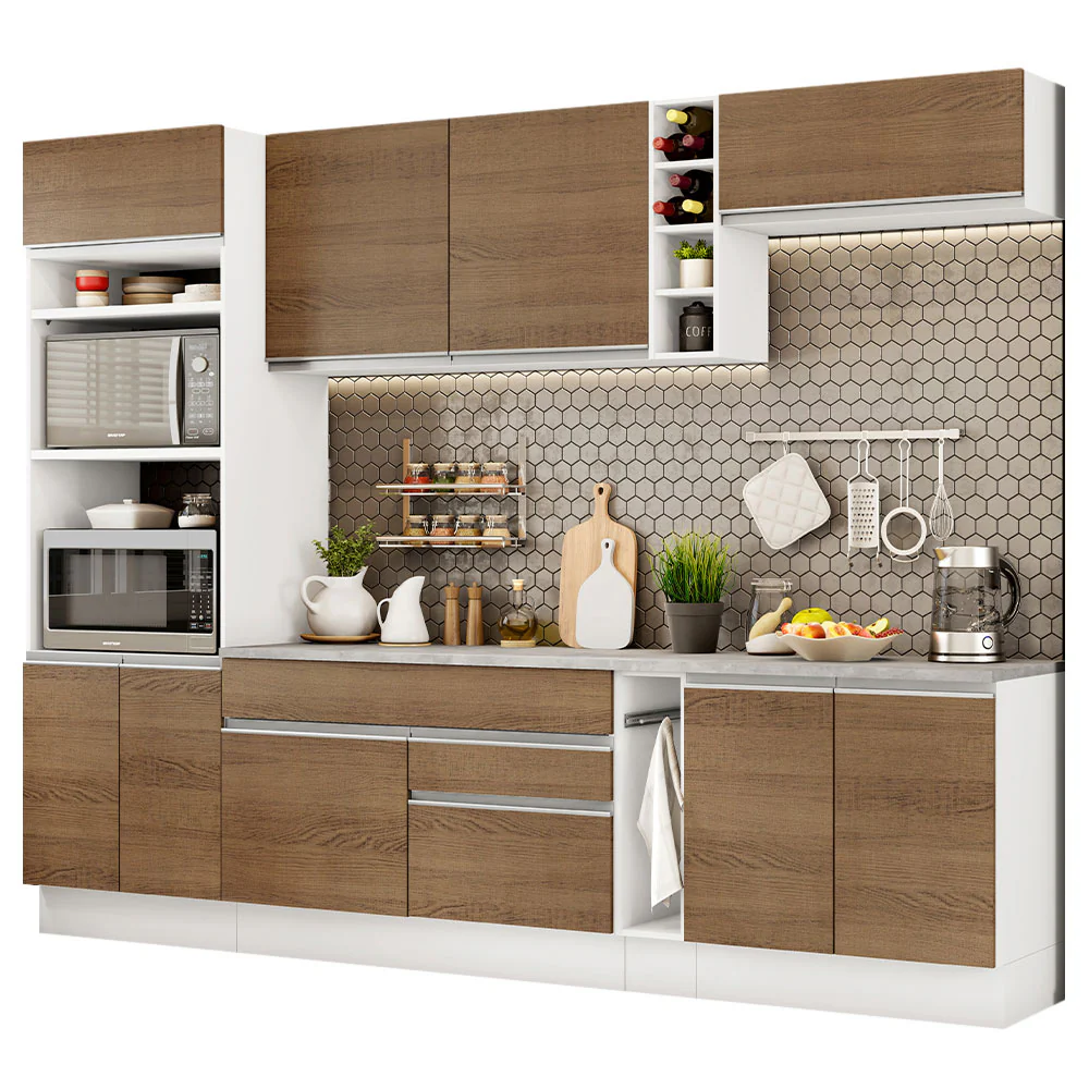 Armário de Cozinha Completa 290cm Branco/Rustic Vicenza Madesa 12 - Image 2
