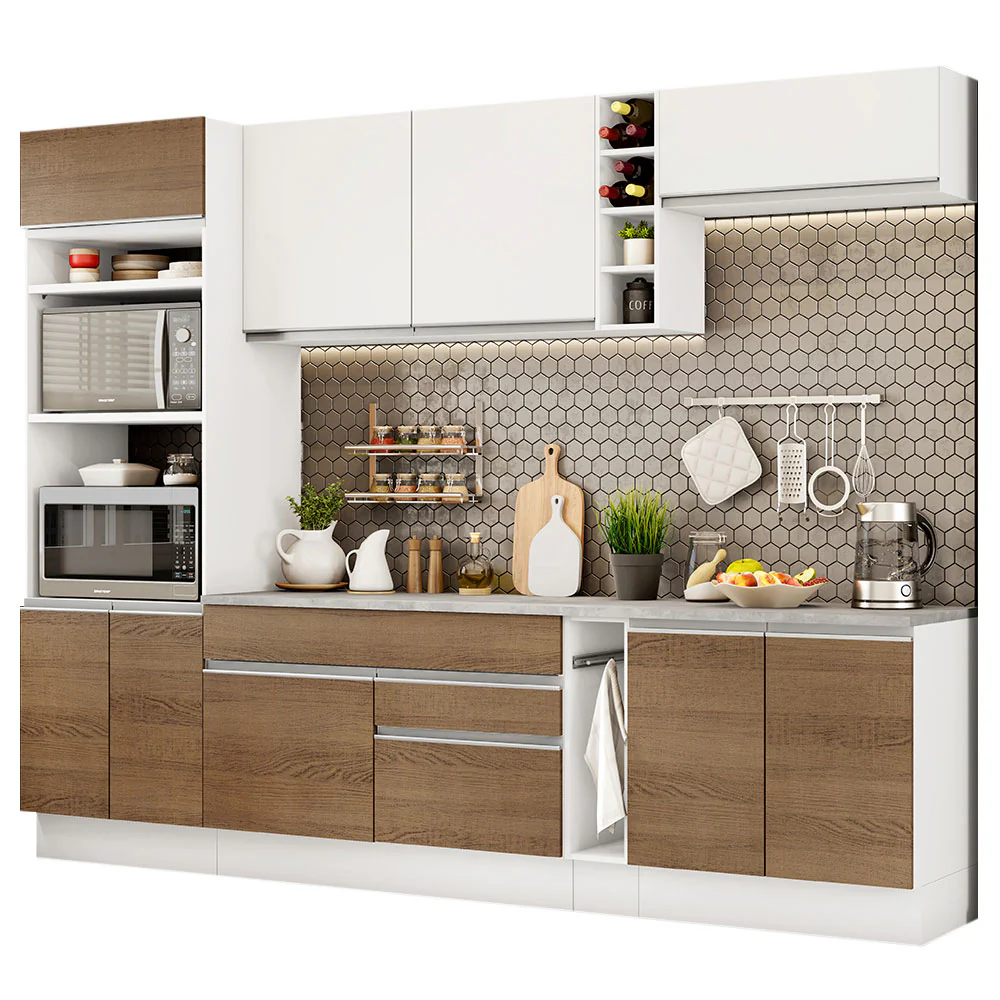 Armário de Cozinha Completa 290cm Branco/Rustic/Branco Vicenza Madesa 12 - Image 2