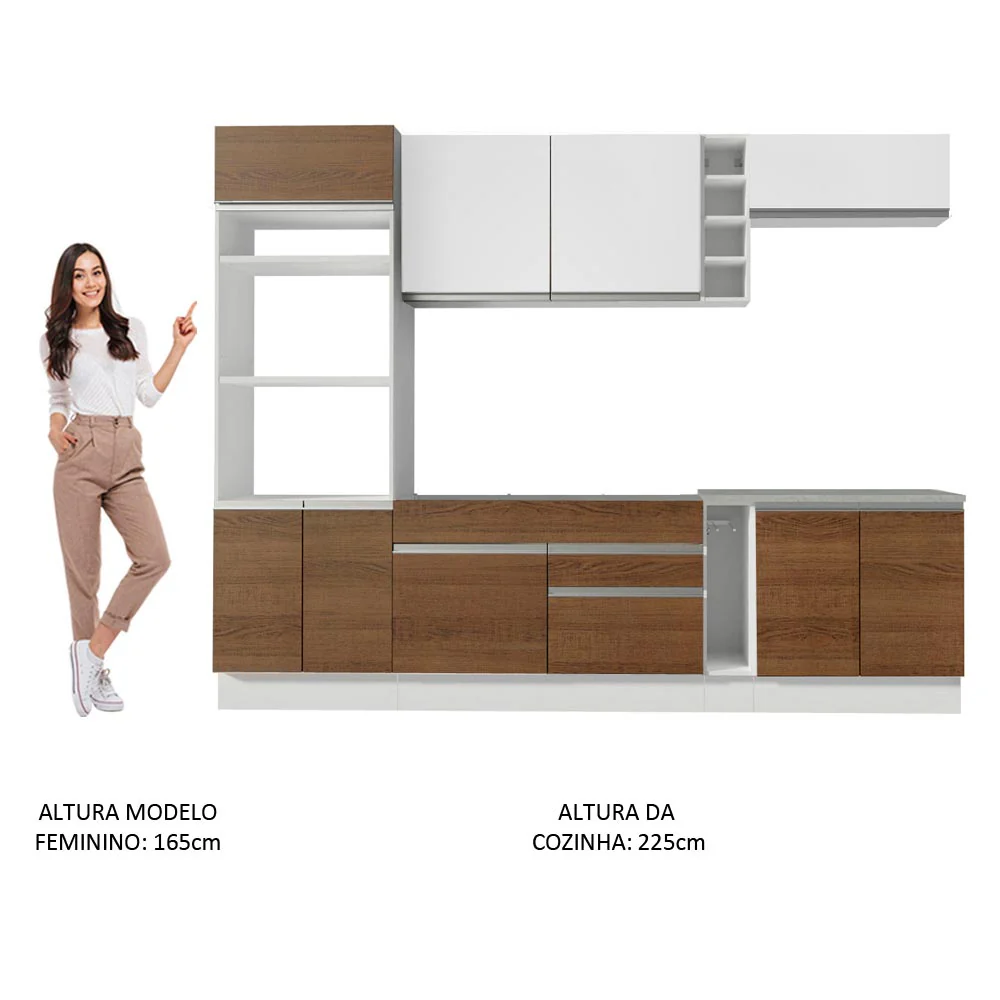 Armário de Cozinha Completa 290cm Branco/Rustic/Branco Vicenza Madesa 12 - Image 6
