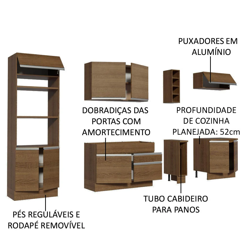 Armário de Cozinha Completa 290cm Rustic Vicenza Madesa 12 - Image 3