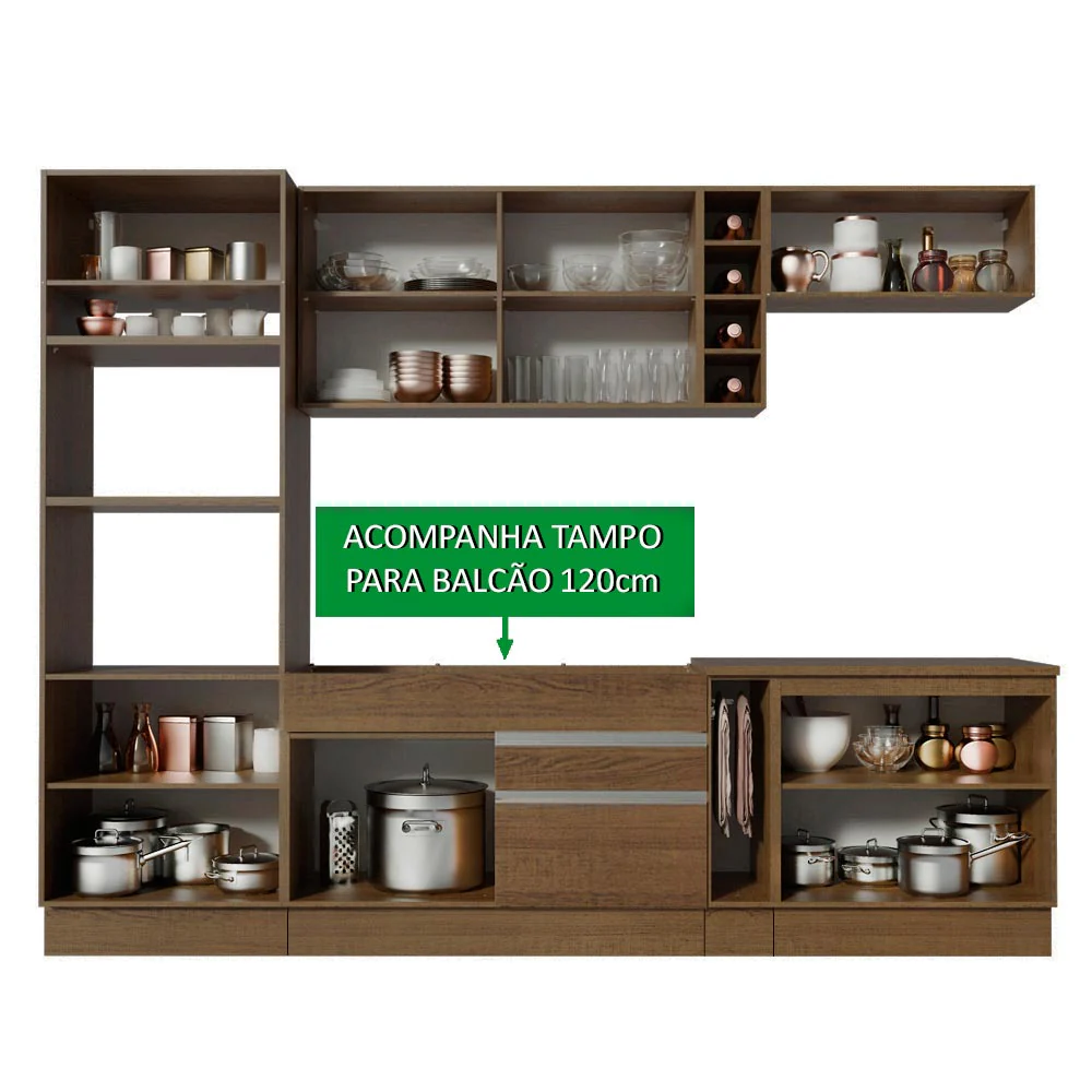 Armário de Cozinha Completa 290cm Rustic Vicenza Madesa 12 - Image 4