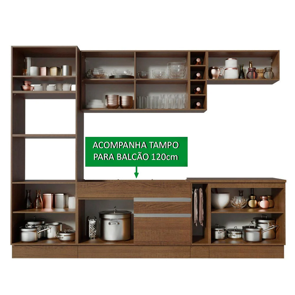Armário de Cozinha Completa 290cm Rustic/Crema Vicenza Madesa 11 - Image 4