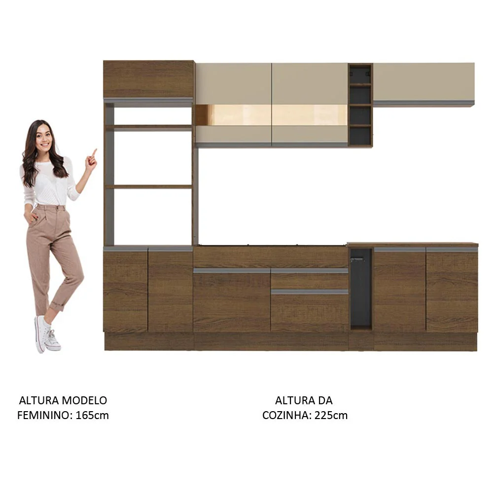 Armário de Cozinha Completa 290cm Rustic/Crema Vicenza Madesa 11 - Image 5