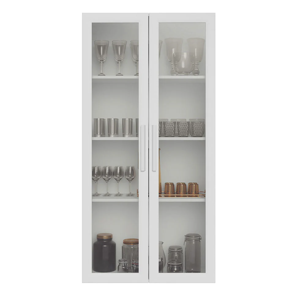 Módulo Cristaleira 70 cm 2 Portas de Vidro Branco Madesa - Image 8