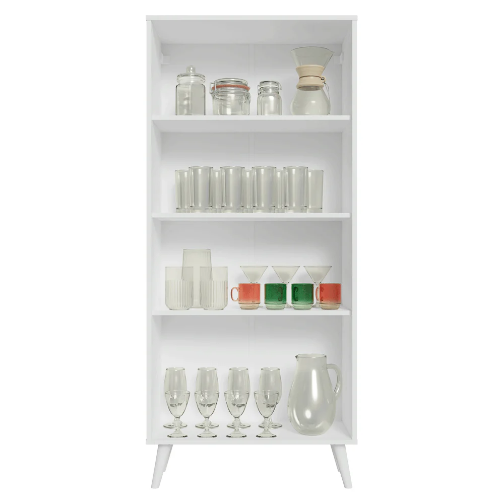 Cristaleira 70 cm 2 Portas de Vidro com Pés Cônicos Branco Vik Madesa - Image 5