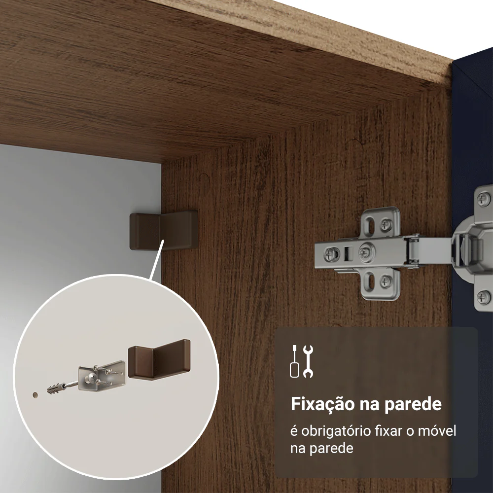 Cristaleira 70 cm 2 Portas de Vidro com Pés Cônicos Rustic/Azul/Rustic Vik Madesa - Image 8