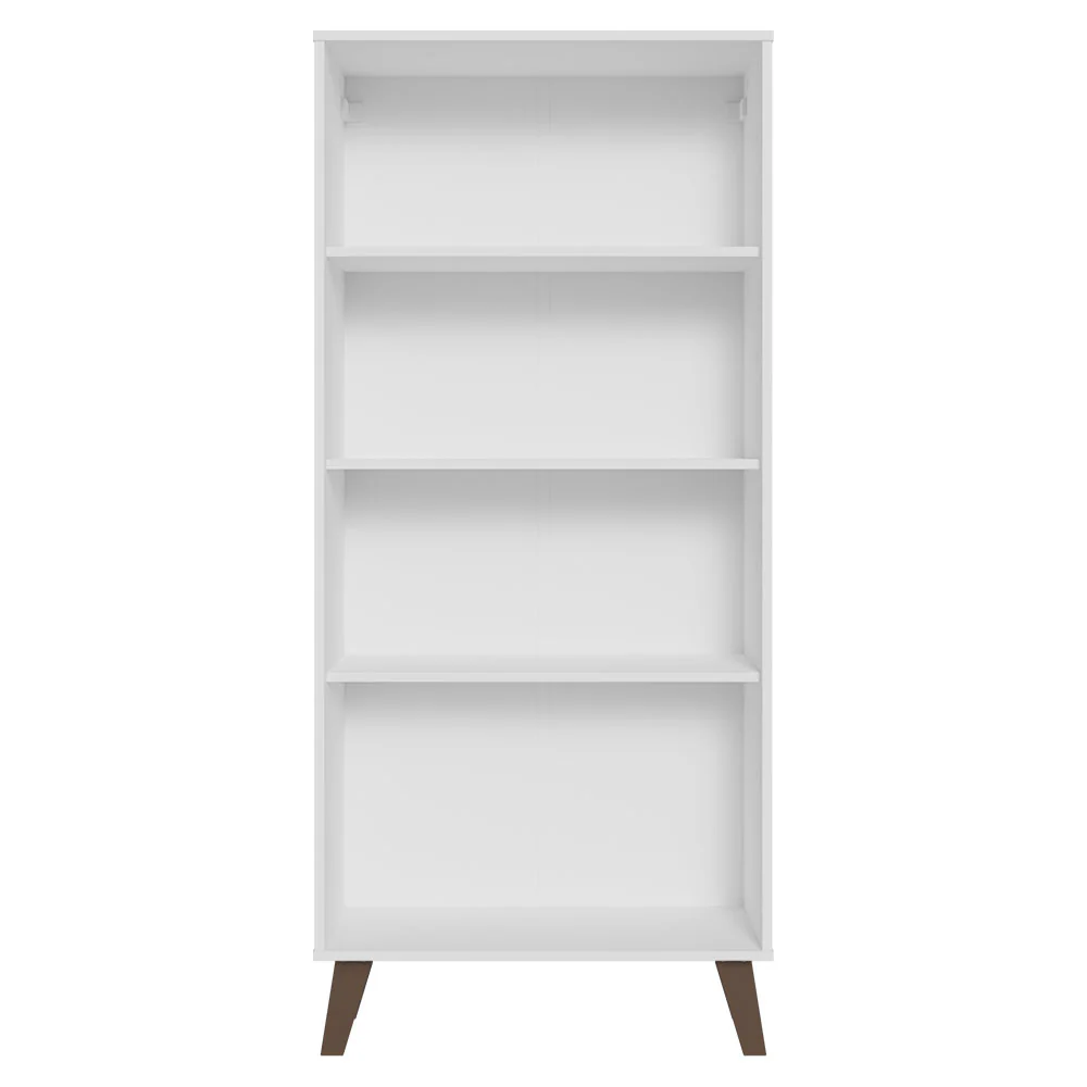 Cristaleira 70 cm 2 Portas de Vidro com Pés Trapézio Branco/Marrom Madesa - Image 9