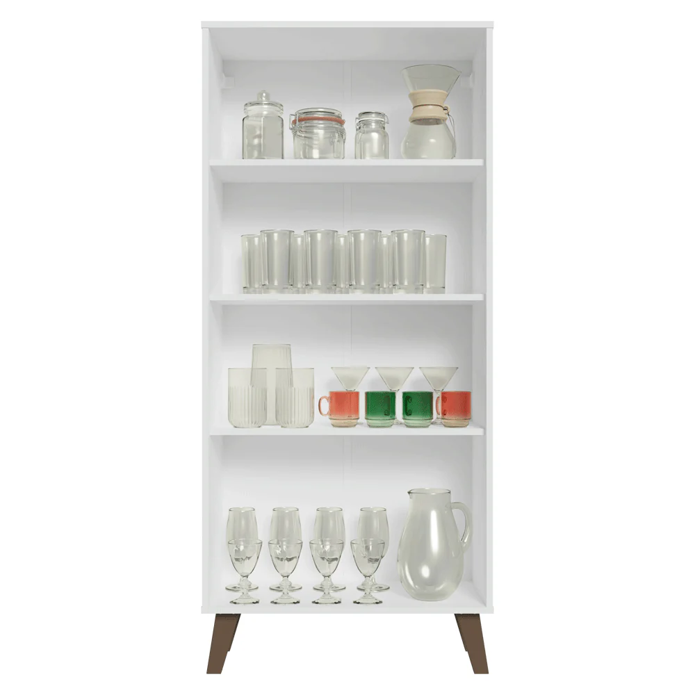 Cristaleira 70 cm 2 Portas de Vidro com Pés Trapézio Branco/Rustic Vik Madesa - Image 5